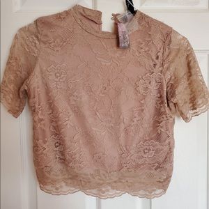 Urban Planet Lace Cropped Tightfit Tee